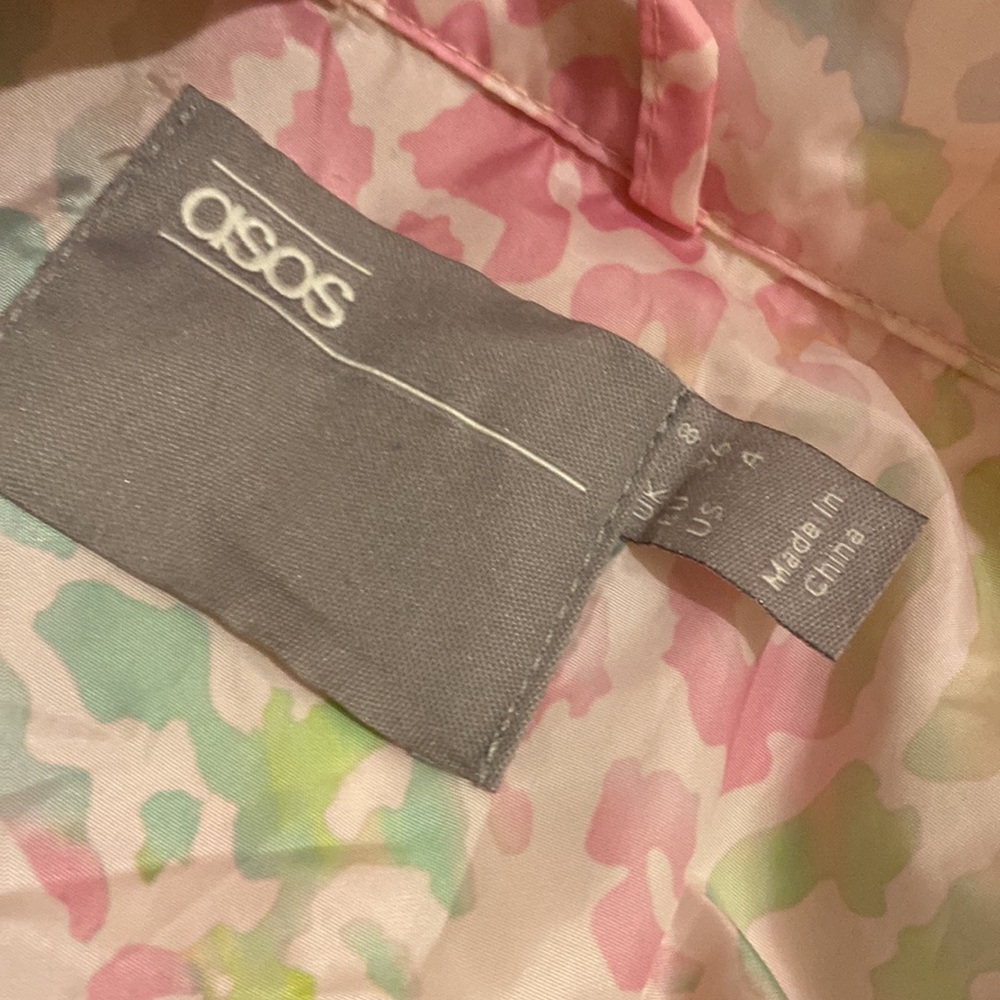 ASOS Pink and Green Animal Print Utility Jacket. Size 4 - Picture 5 of 9